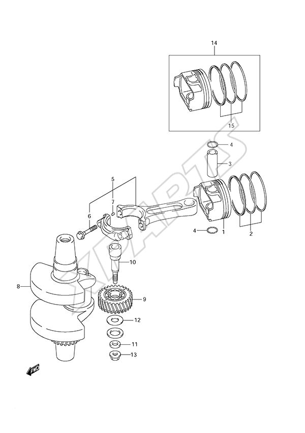 Crankshaft til Suzuki motor